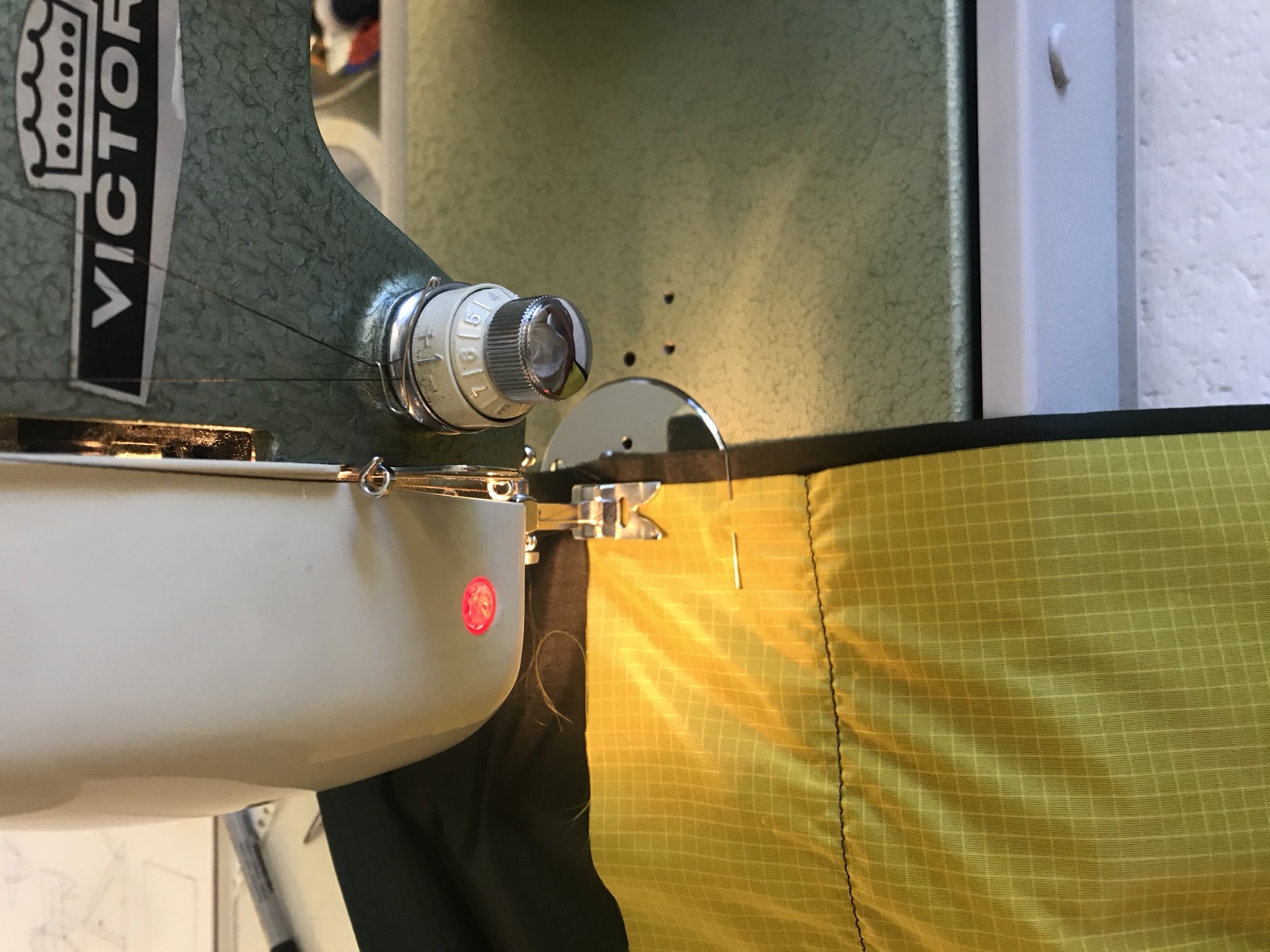 Sewing the tent fabric