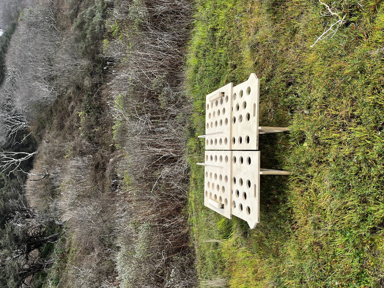 Platform assembled outdoors